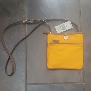 NWT Michael Kors Kempton Nylon Crossbody Bag "Sun" Mustard Gold Yellow